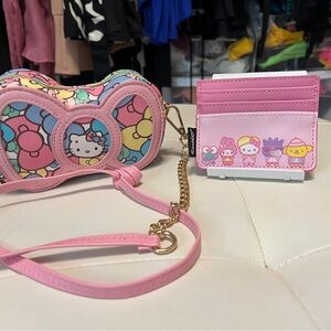 Hello Kitty Pink Crossbody Bag and Card Holder Set
